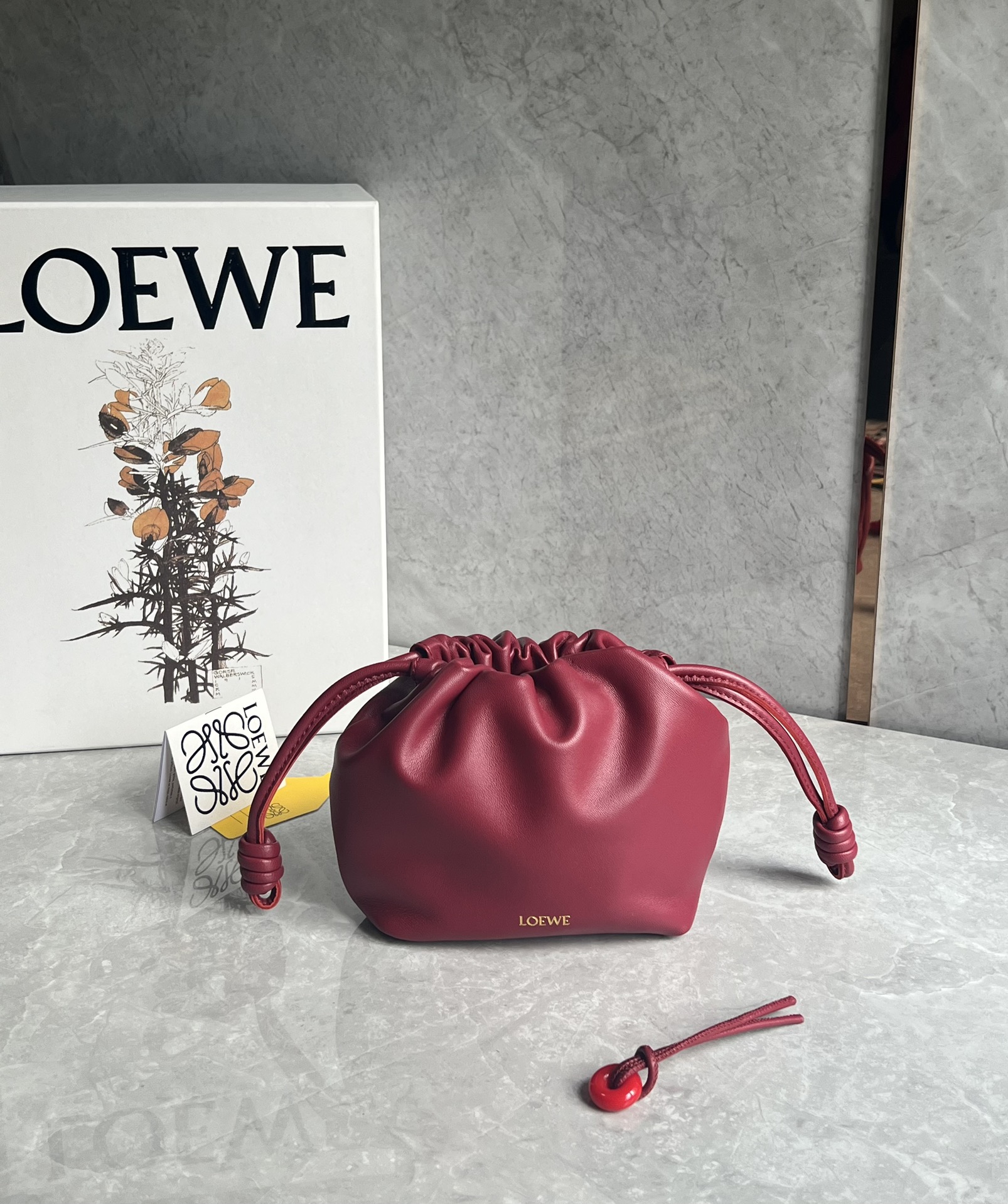 Loewe Mini Flamenco Purse bag in mellow nappa lambskin Crimson